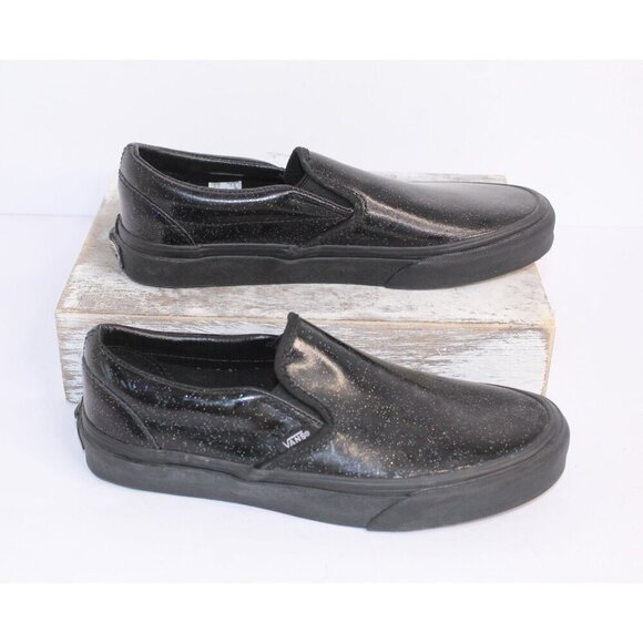Vans Asher Black Glitter Women's 7.5 Rubber Slide On Skate Board Sneakers NWOB - Picture 4 of 9